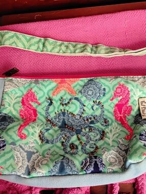 PAUL BRENT TROPICAL OCTOPUS SEAHORSE CANVAS BAG SZ. MED